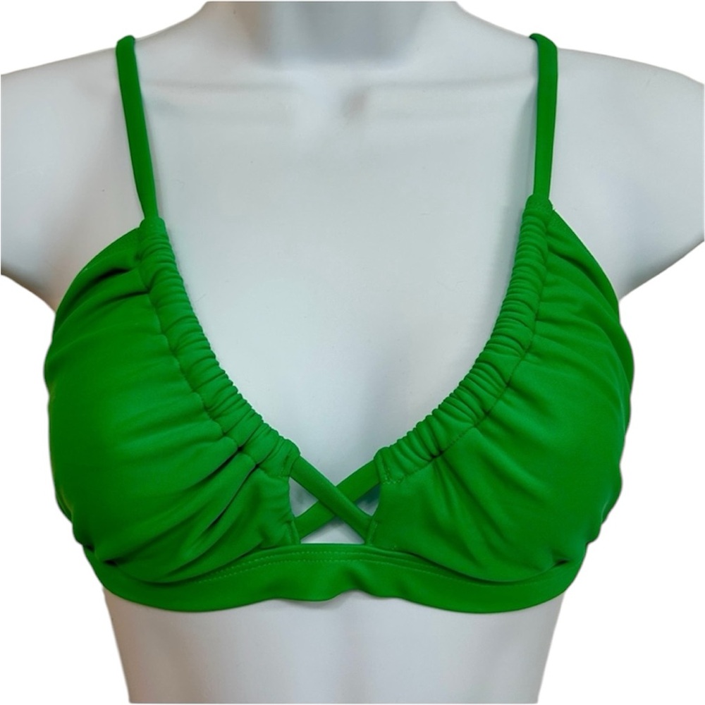 Shade & Shore Green Crisscross Front Bikini Top Adjustable Straps Small (4-6)